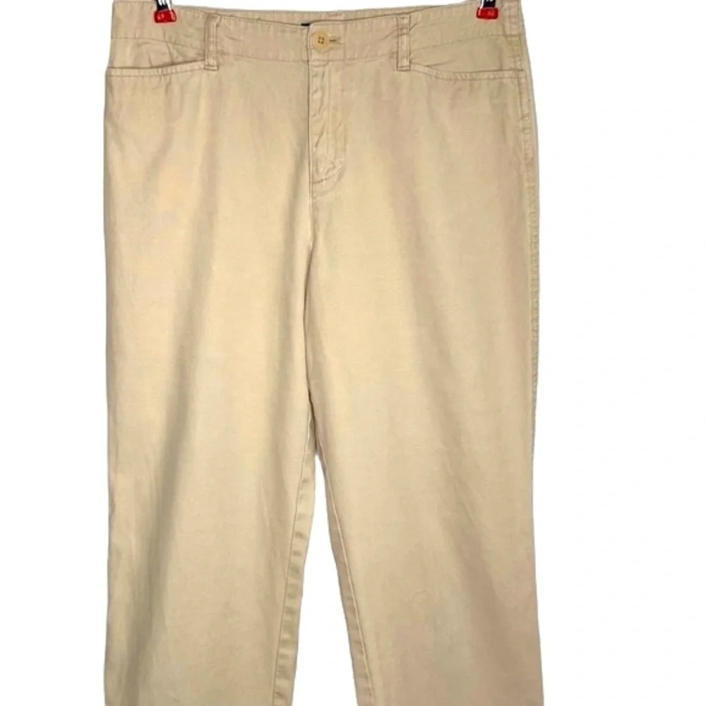 Y2K Lauren Ralph Lauren Linen Blend High Rise Straight Leg Pants Cream Size 6